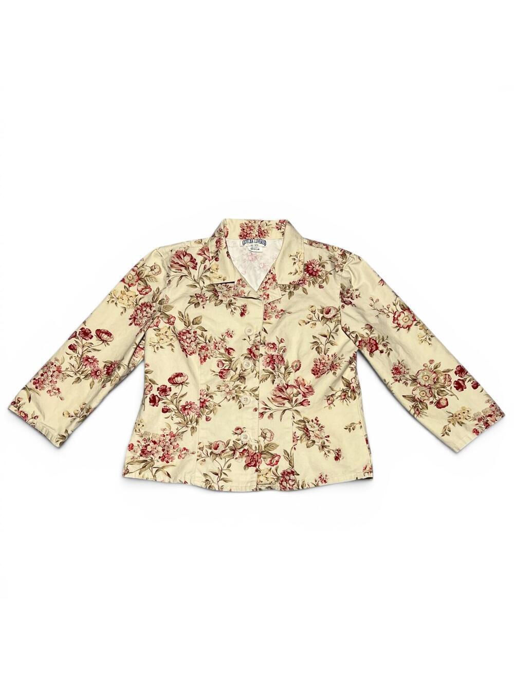 Vintage 90s Gotcha Covered Pink Floral Button Up Cotton Jacket Medium
